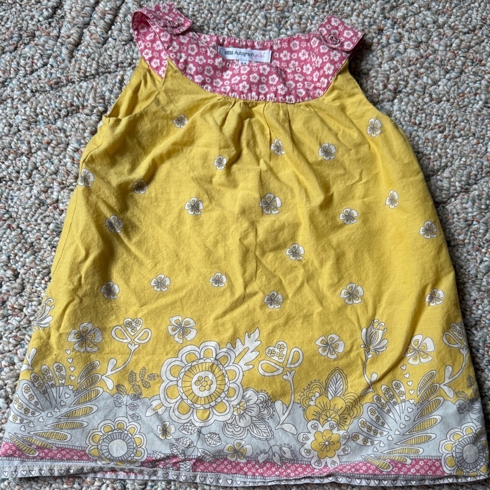 Marks & Soencer Autograph Girl Pink and Yellow Floral tunic sundress size‎ 4-5